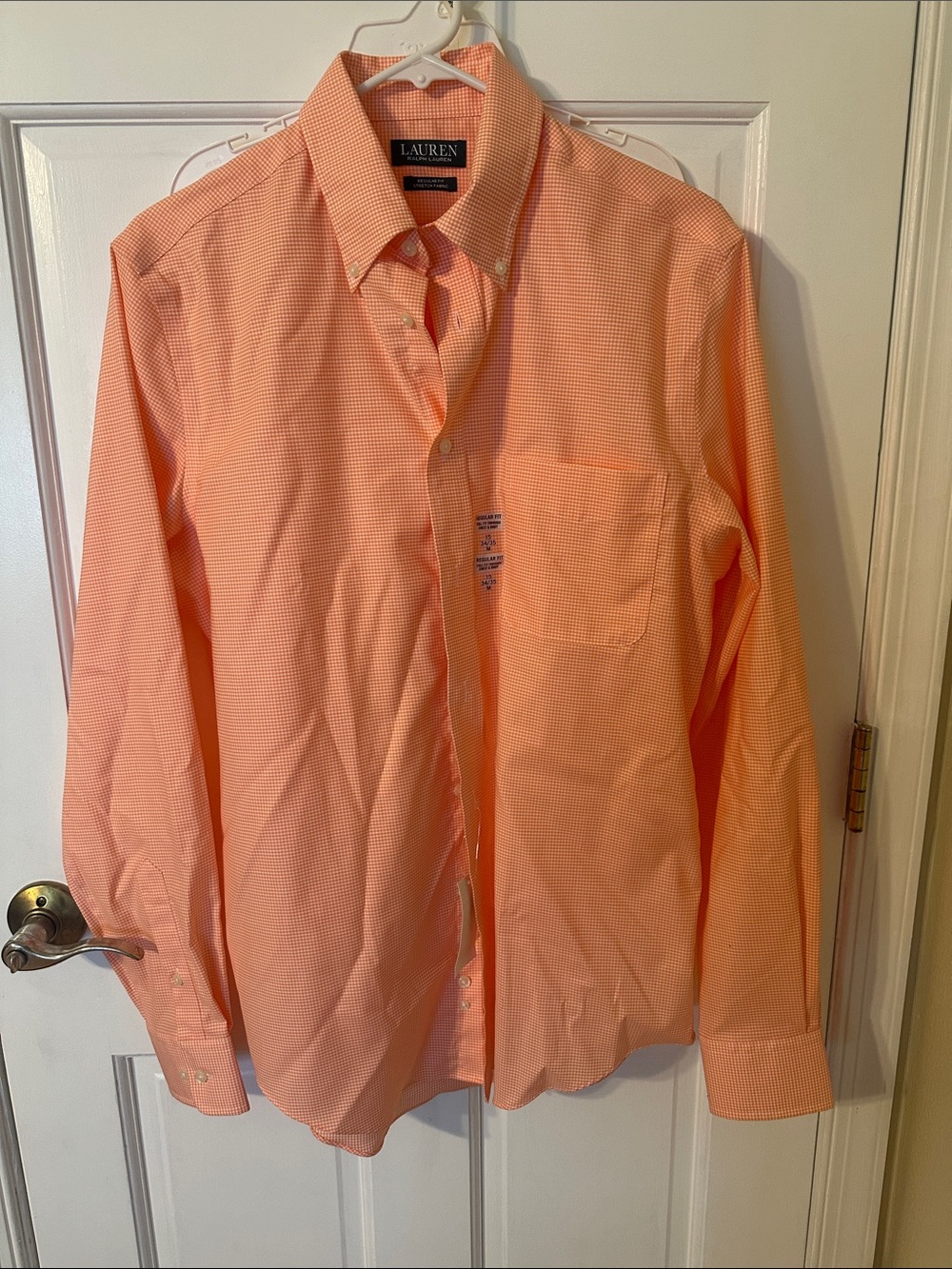 Lauren Ralph Lauren Orange Gingham Long-Sleeve Dress Shirt